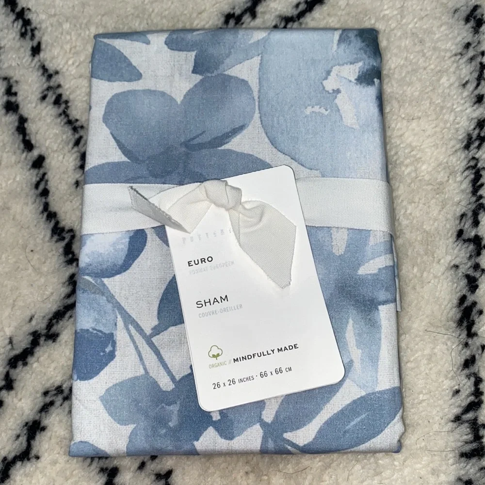 Pottery Barn Florence Floral Organic Percale Euro Sham NWT
